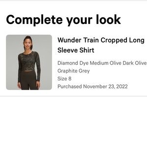 Lululemon wunder train top long sleeve